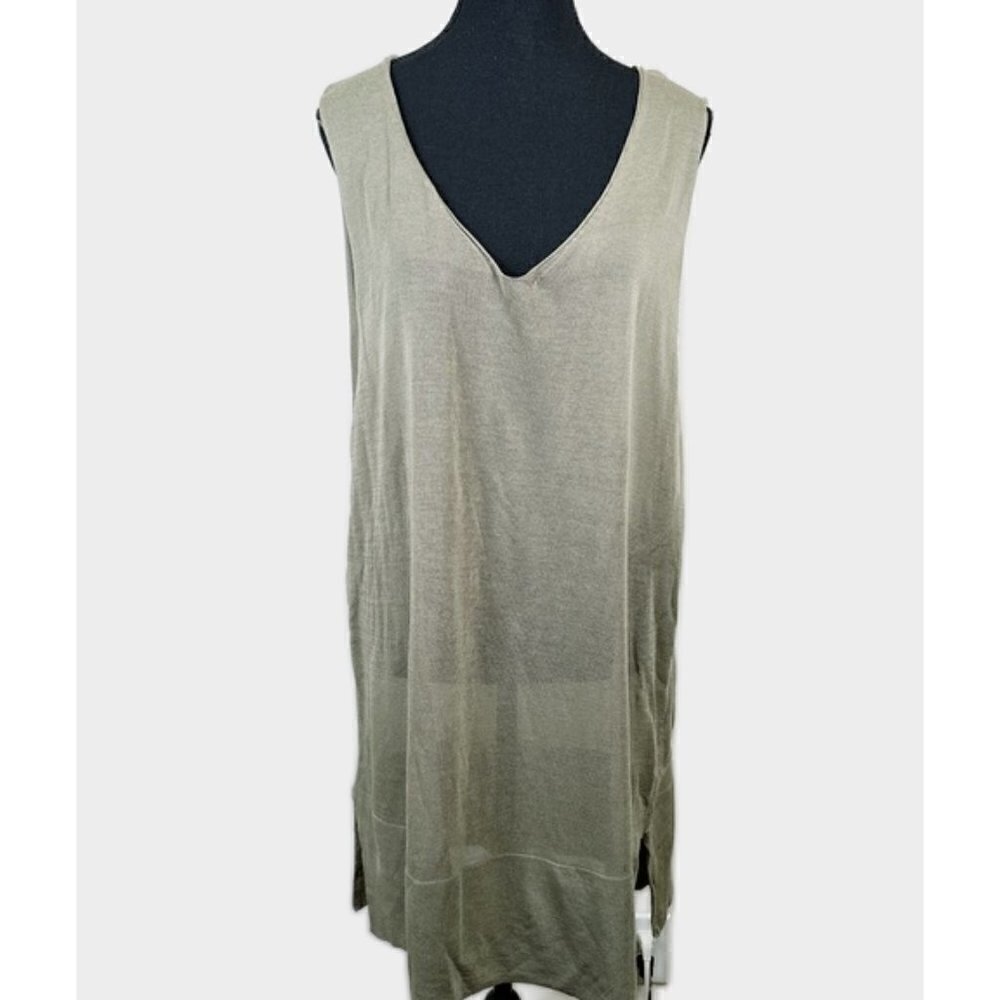 Oak + Fort Sheer Vneck Sleeveless Tunic Dress